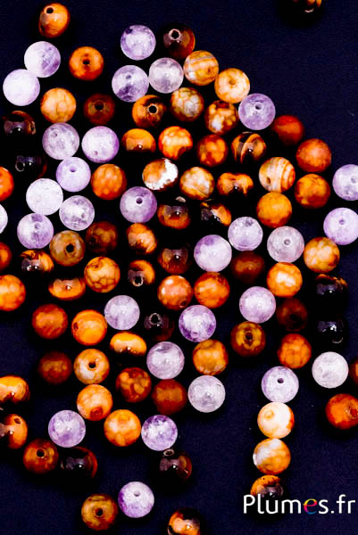 Perles en pierre naturelle - Ø 7 mm, trou 1 mm - mixte marron-lilas